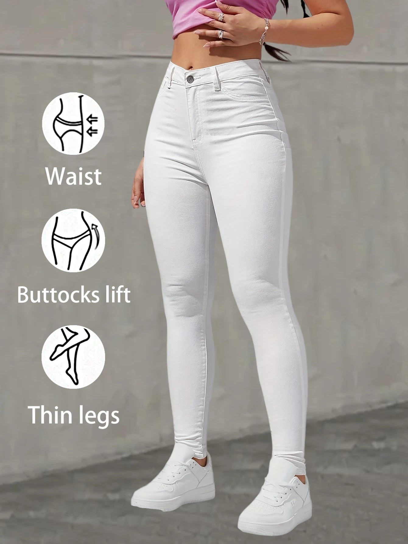 VALENCIA STRETCHJEANS MIT HOHEM BUND UND SKINNY FIT IN WEISS
