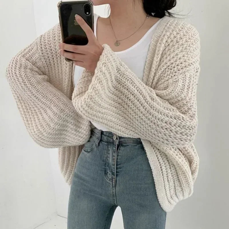 SEYUN CARDIGAN – KURZE STRICKJACKE IM KOREAN STYLE MIT FLEDERMAUSÄRMELN