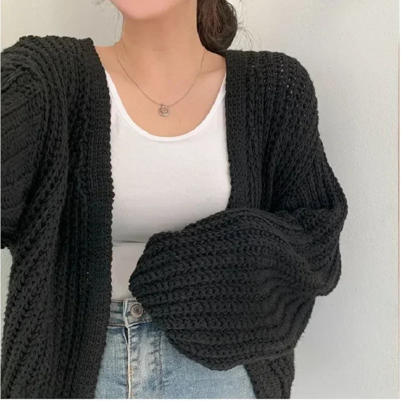 SEYUN CARDIGAN – KURZE STRICKJACKE IM KOREAN STYLE MIT FLEDERMAUSÄRMELN