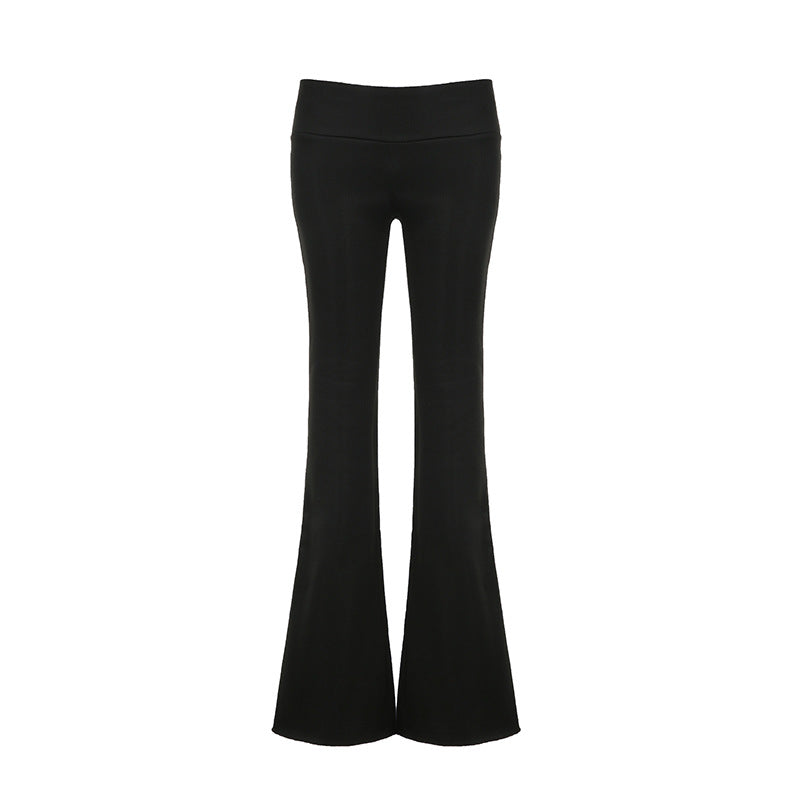 EMMA – GRAUE FLARED FREIZEITHOSE AUS RIPPSTRUKTUR MIT STRETCHBUND