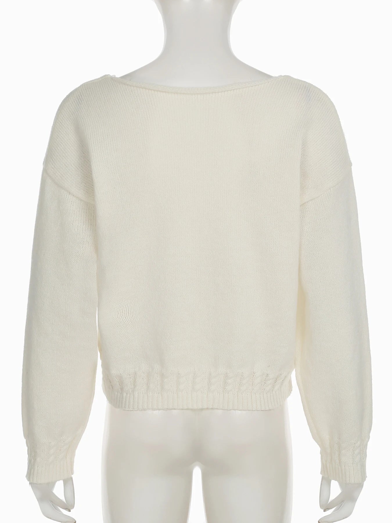 ELEONORE PULLOVER – LÄSSIGER V-AUSSCHNITT STRICK IN WEISS