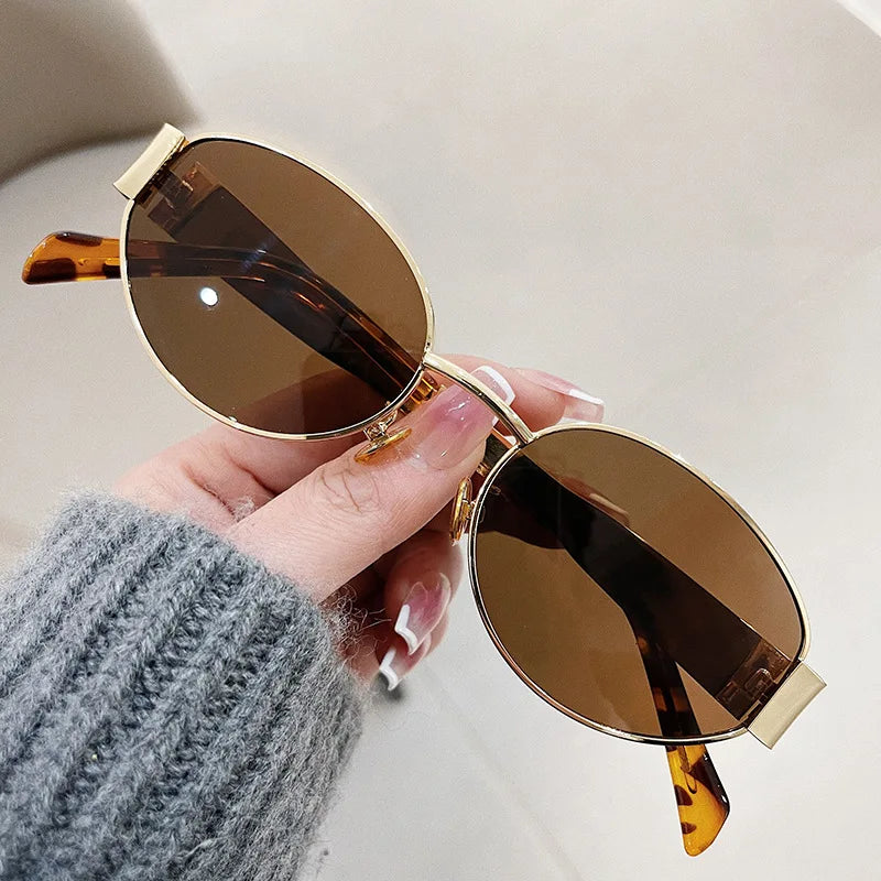 Variant image for Fashion Oval Sunglasses Women Retro Trend Outdoor Metal Sun Glasses High Quality Classic Men Luxury Brand Eyewear UV400 Goggles-5