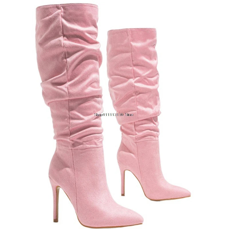 ISABELLA – KNIEHOHE STIEFELETTE MIT FALTENOPTIK & BLOCKABSATZ