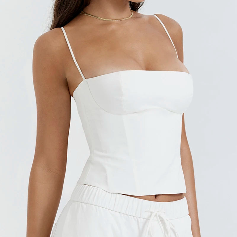 LINA – CORSET-TOP MIT SPAGHETTITRÄGERN IN WEISS