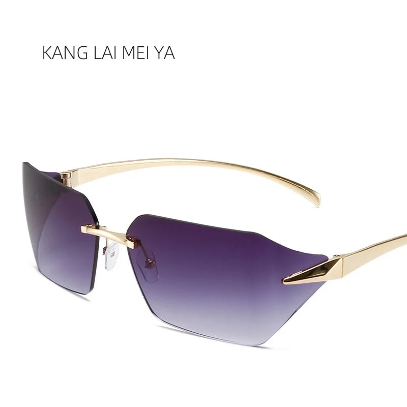 SORAYA SONNENBRILLE – UNISEX-SONNENBRILLE RAHMENLOS SCHWARZ AUS METALL MIT UV-SCHUTZ