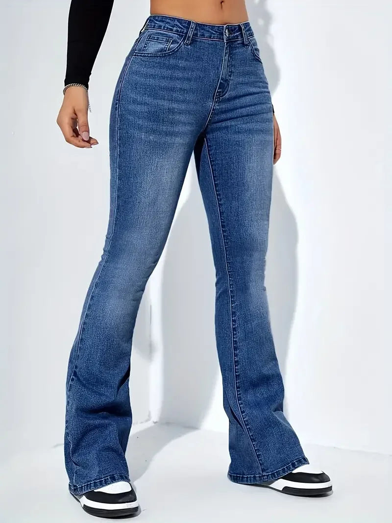 Variant image for Damen Schlagjeans Schwarz Größe M Dehnbar Hohe Taille-12