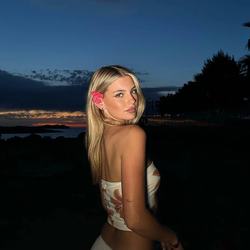 ASHLEY – FLORALES BANDEAU-TOP IN SOMMERLICHEN TÖNEN