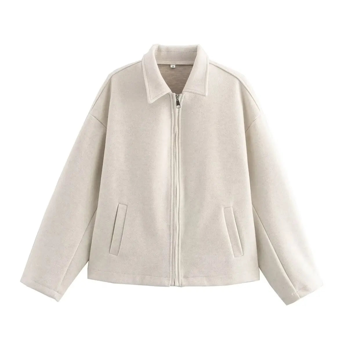Variant image for Autumn and winter fashion lapel long-sleeved zipper woolen coat 2024 European and American loose casual jacket-2