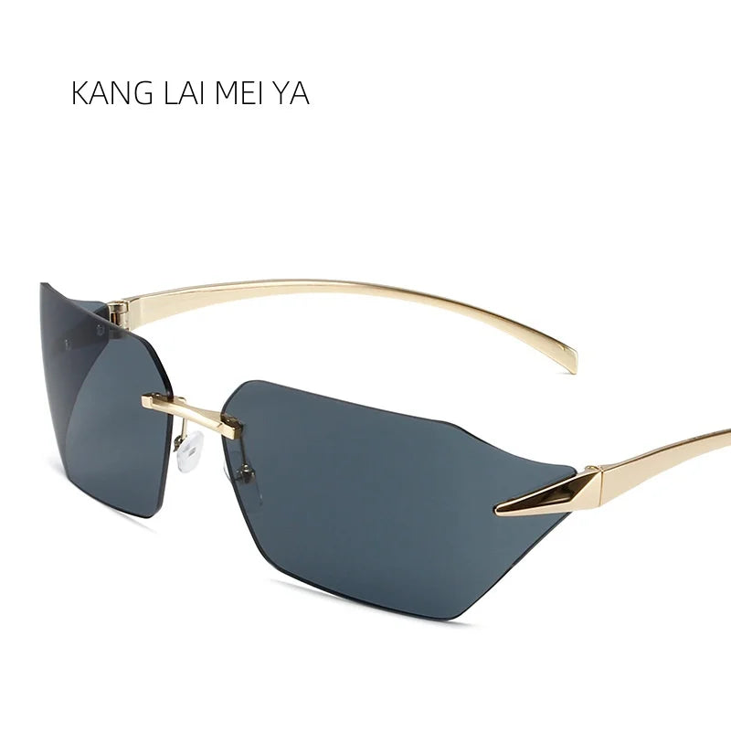 SORAYA SONNENBRILLE – UNISEX-SONNENBRILLE RAHMENLOS SCHWARZ AUS METALL MIT UV-SCHUTZ