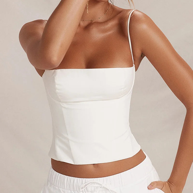 LINA – CORSET-TOP MIT SPAGHETTITRÄGERN IN WEISS