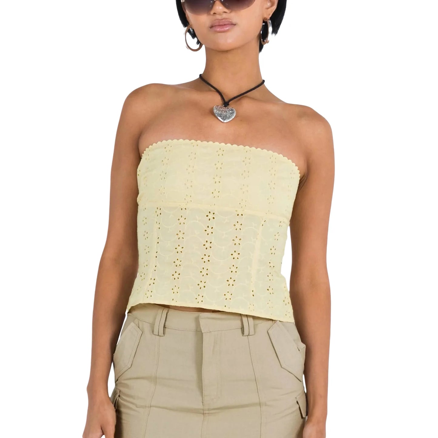 Variant image for Damen Bandeau Crop Top Schwarz Größe M Polyester-4