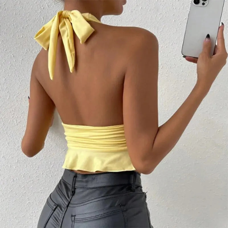 Damen Oberteil Schwarz Größe M Polyester Plissiert Mit Tiefem V-Ausschnitt-3