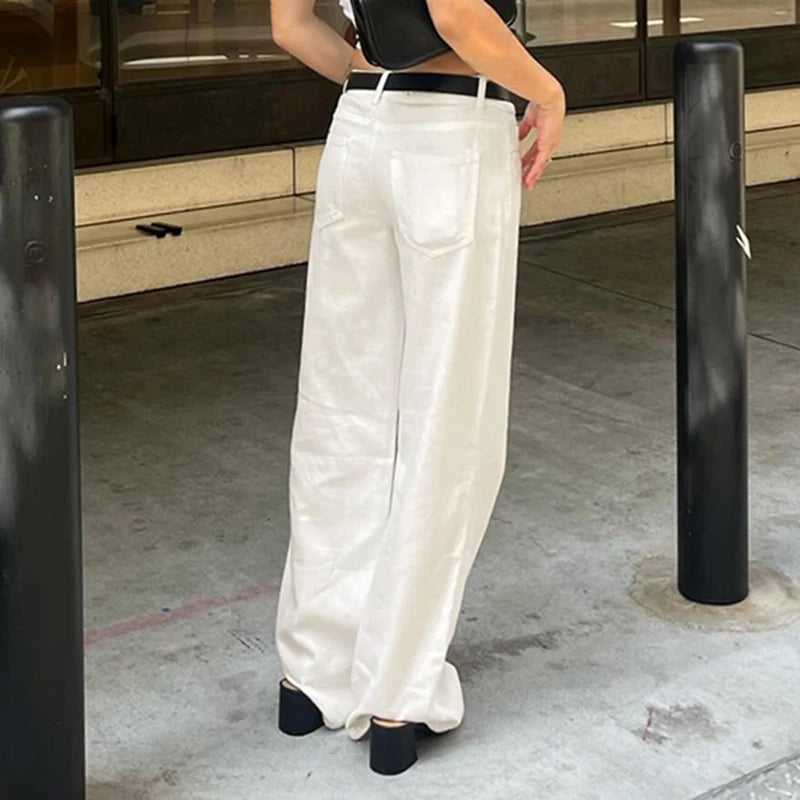 VALERIE WEITE HOSE IN CREME MIT BÜGELFALTE UND TAILLENBUND