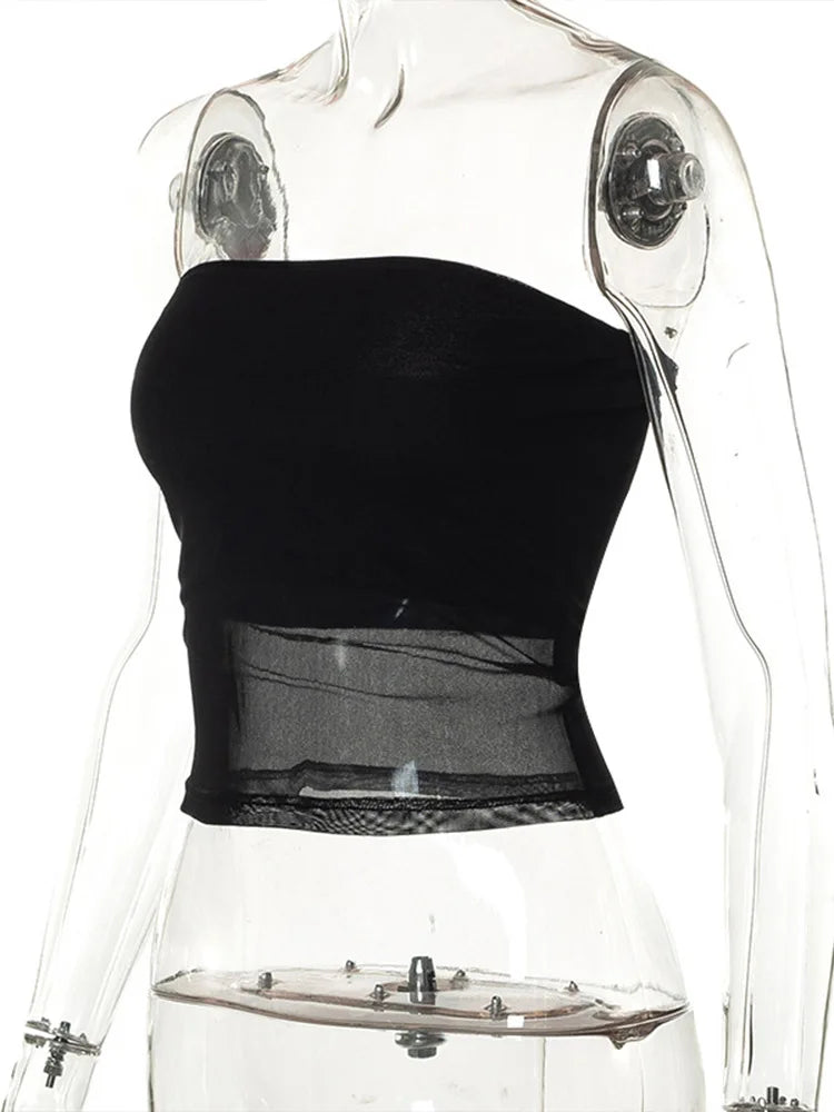 NOVA – SCHWARZES MESH BANDEAU TOP