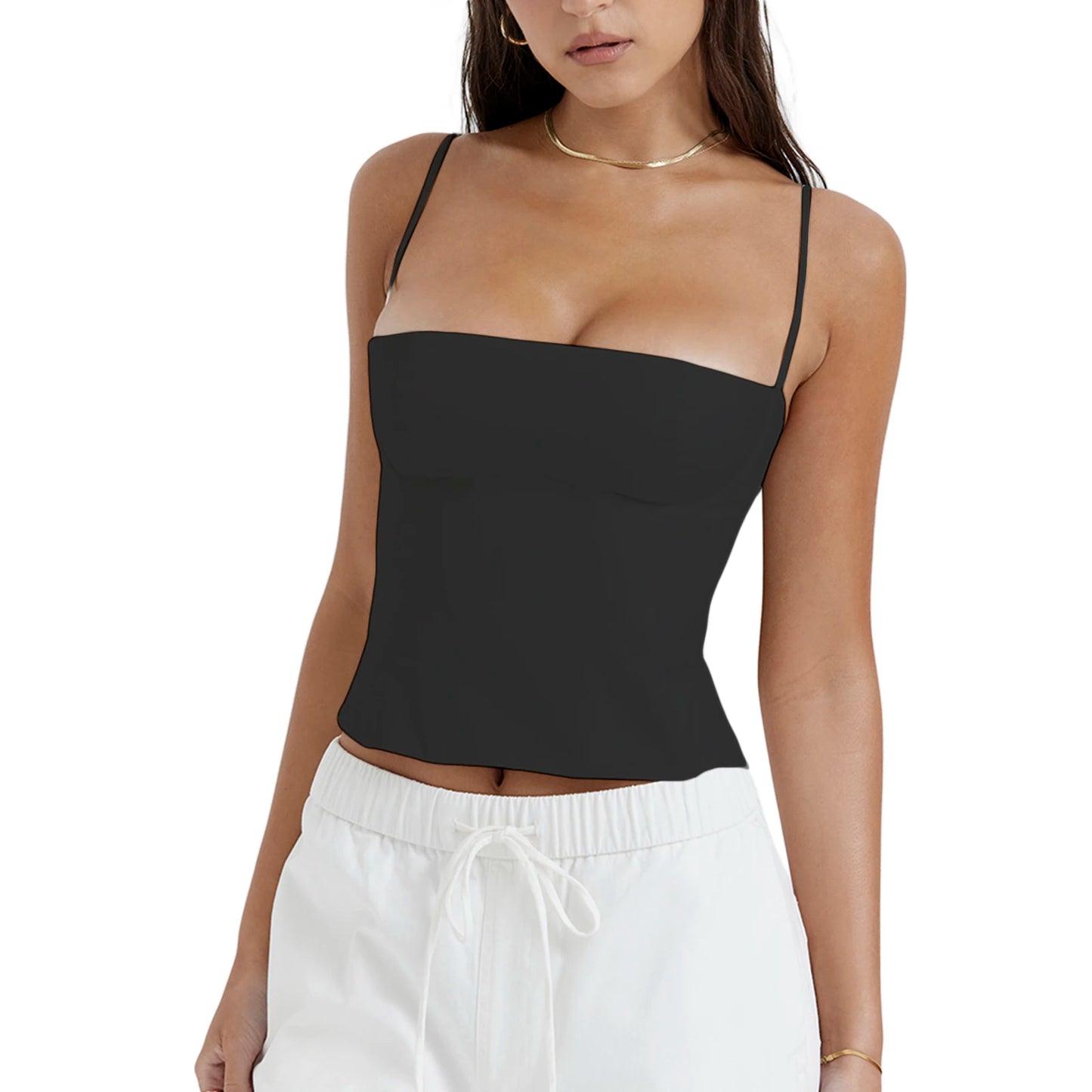 Variant image for Damen Crop Top Schwarz Größe M Baumwolle Rückenlos Elegant-2