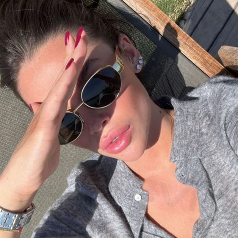 Fashion Oval Sunglasses Women Retro Trend Outdoor Metal Sun Glasses High Quality Classic Men Luxury Brand Eyewear UV400 Goggles-5