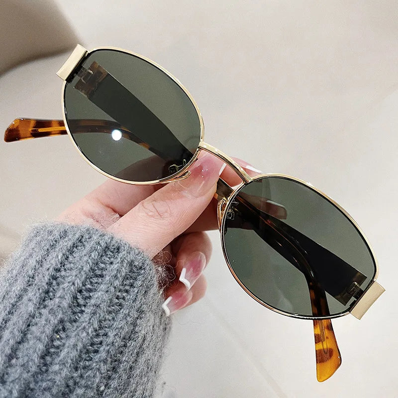 Variant image for Fashion Oval Sunglasses Women Retro Trend Outdoor Metal Sun Glasses High Quality Classic Men Luxury Brand Eyewear UV400 Goggles-4