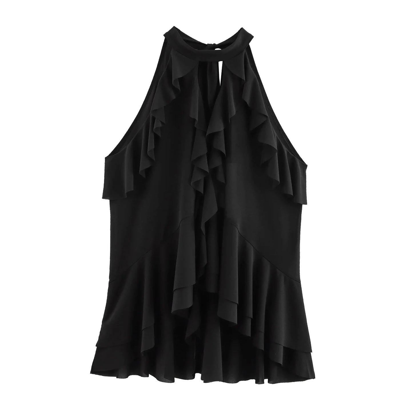 Variant image for Damen Top Schwarz Größe M Ärmellos Baumwolle mit Schnürdekoration-4