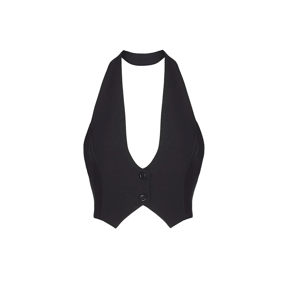 Variant image for Damen Tanktop Schwarz Größe M 100% Baumwolle Rückenfrei Sexy Design-1