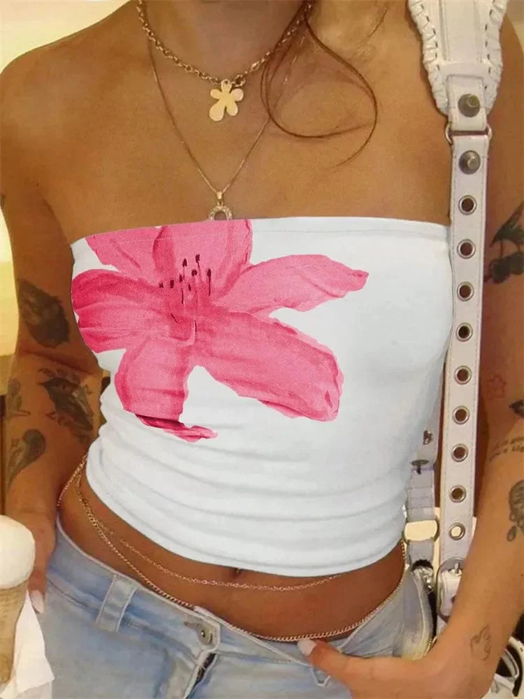 BUTTERFLY – TUBE-TOP MIT SCHMETTERLINGS-PRINT IN WEISS