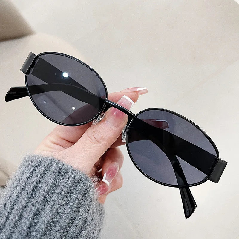Variant image for Fashion Oval Sunglasses Women Retro Trend Outdoor Metal Sun Glasses High Quality Classic Men Luxury Brand Eyewear UV400 Goggles-3