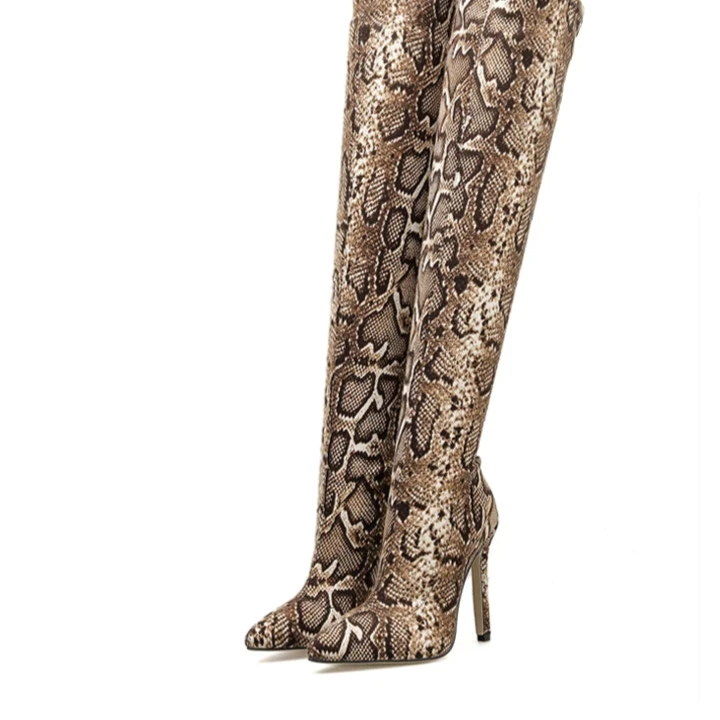 Variant image for Damen Overknee Stiefel Schwarz Größe 38 Kunstleder mit Hohem Absatz und Spitzen Zehen-2