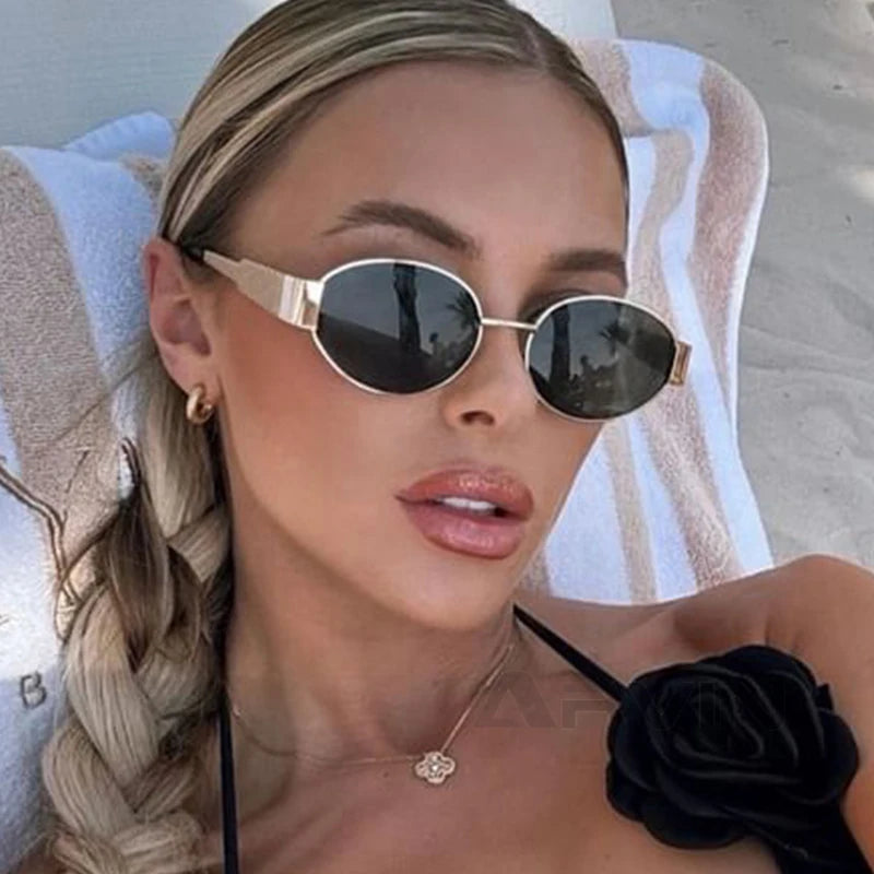 Fashion Oval Sunglasses Women Retro Trend Outdoor Metal Sun Glasses High Quality Classic Men Luxury Brand Eyewear UV400 Goggles-2