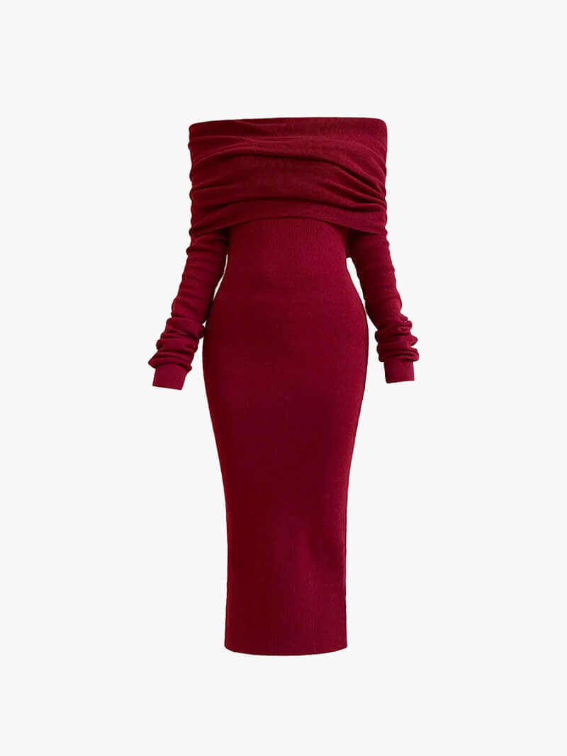 Dexi – Schulterfreies Midi-Kleid 1