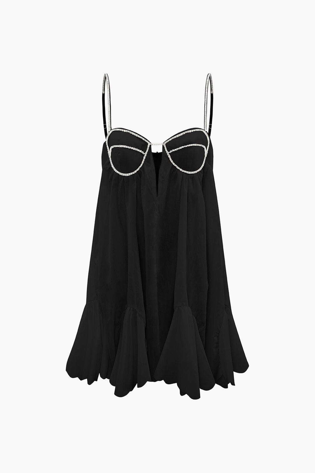 DALIA KLEID – ZARTES MINIKLEID MIT WELLENSAUM UND CHAIN-DETAIL