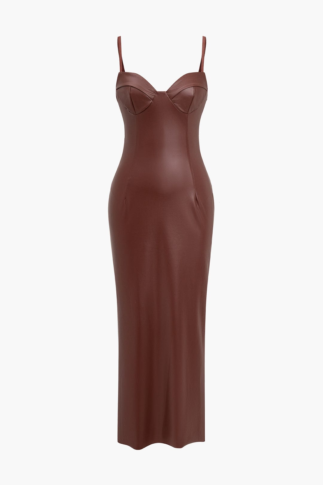 SORAYA MAXIKLEID – SEXY BODYCON-KLEID IN LEDEROPTIK MIT SPAGHETTITRÄGERN FÜR ALLE ANLÄSSE
