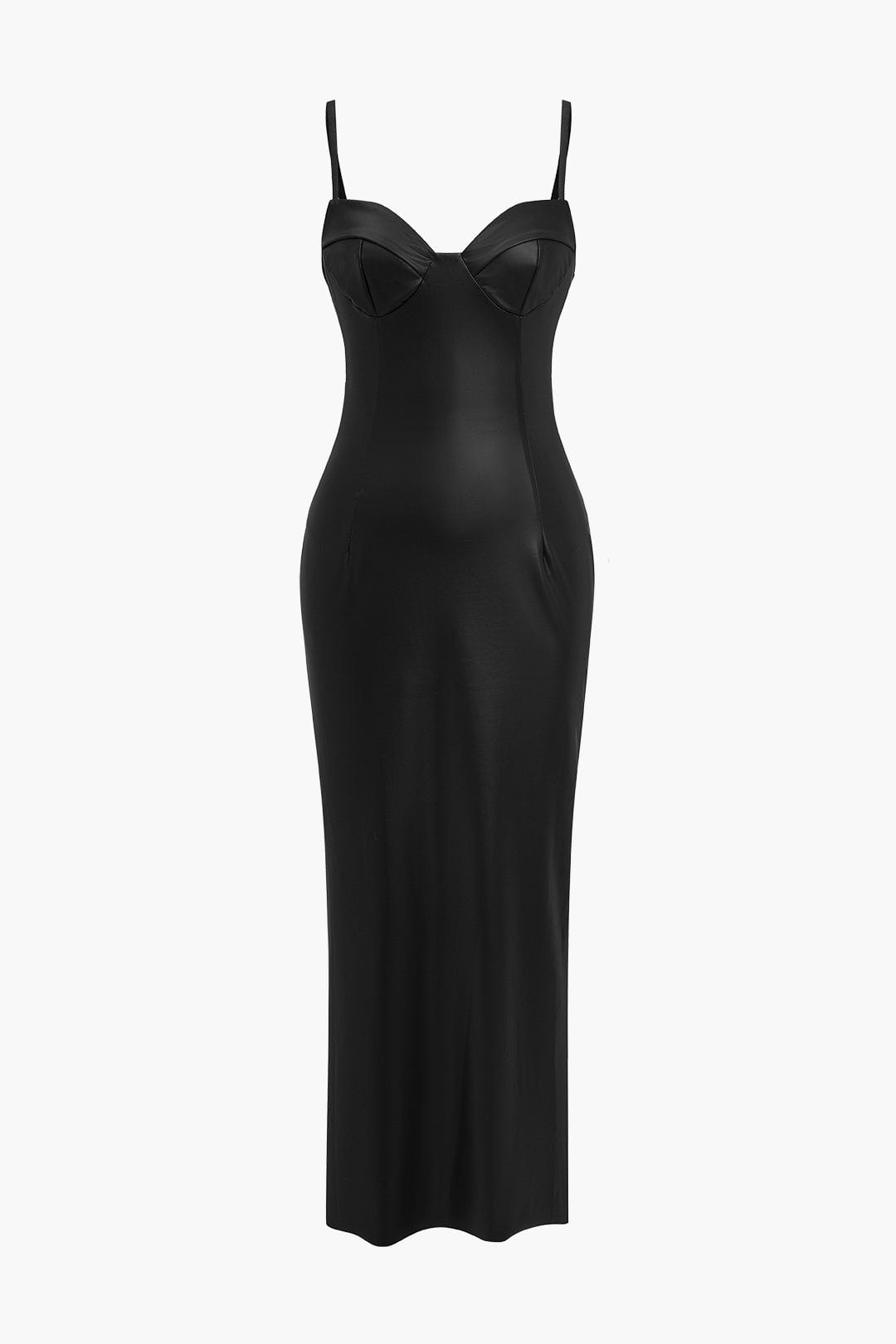 SORAYA MAXIKLEID – SEXY BODYCON-KLEID IN LEDEROPTIK MIT SPAGHETTITRÄGERN FÜR ALLE ANLÄSSE