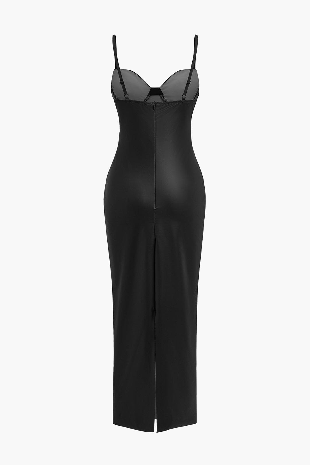 SORAYA MAXIKLEID – SEXY BODYCON-KLEID IN LEDEROPTIK MIT SPAGHETTITRÄGERN FÜR ALLE ANLÄSSE