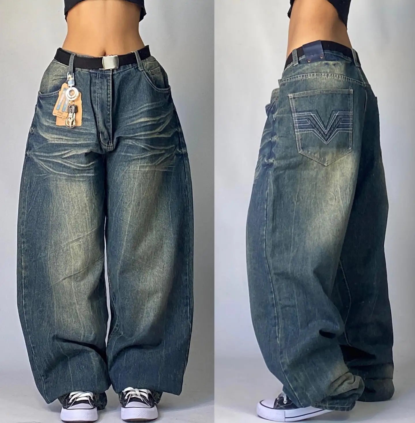 HAVANA BAGGY-JEANS MIT WEITEM SCHNITT UND VINTAGE-WASH
