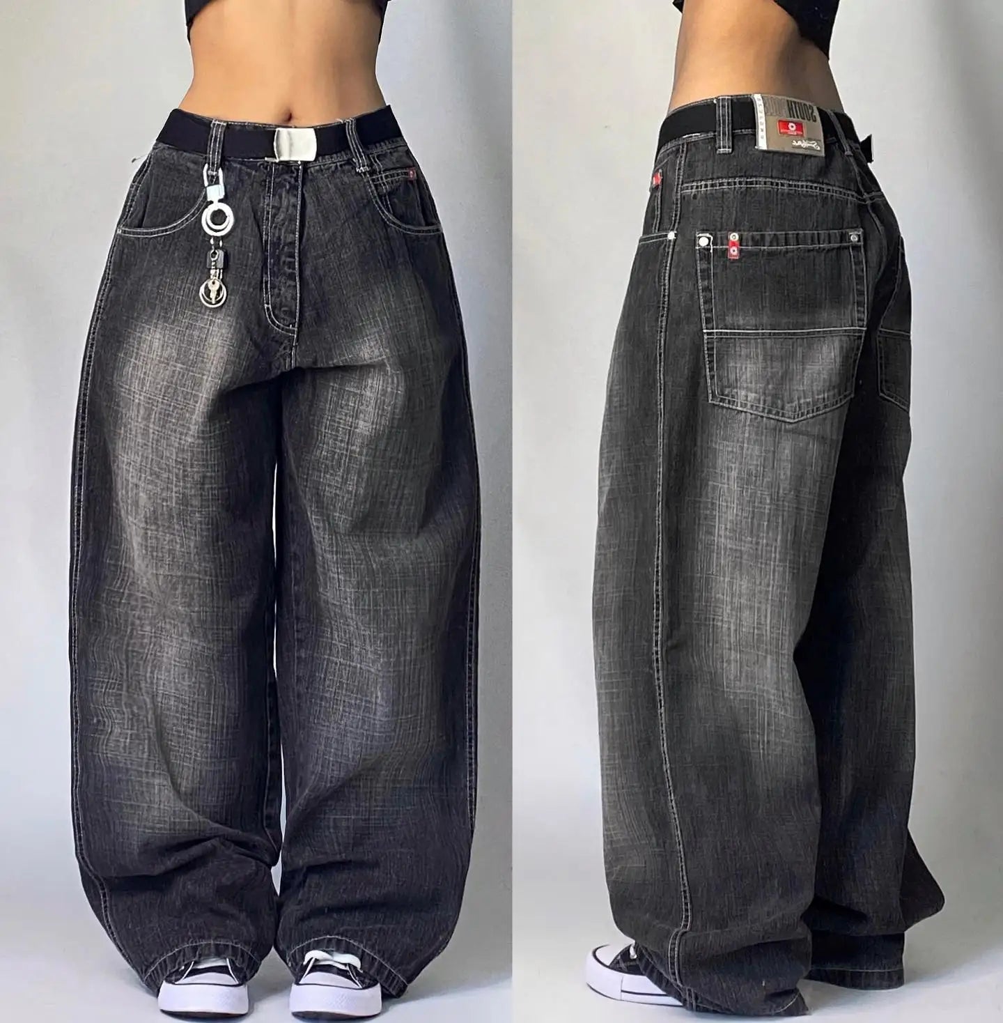 HAVANA BAGGY-JEANS MIT WEITEM SCHNITT UND VINTAGE-WASH