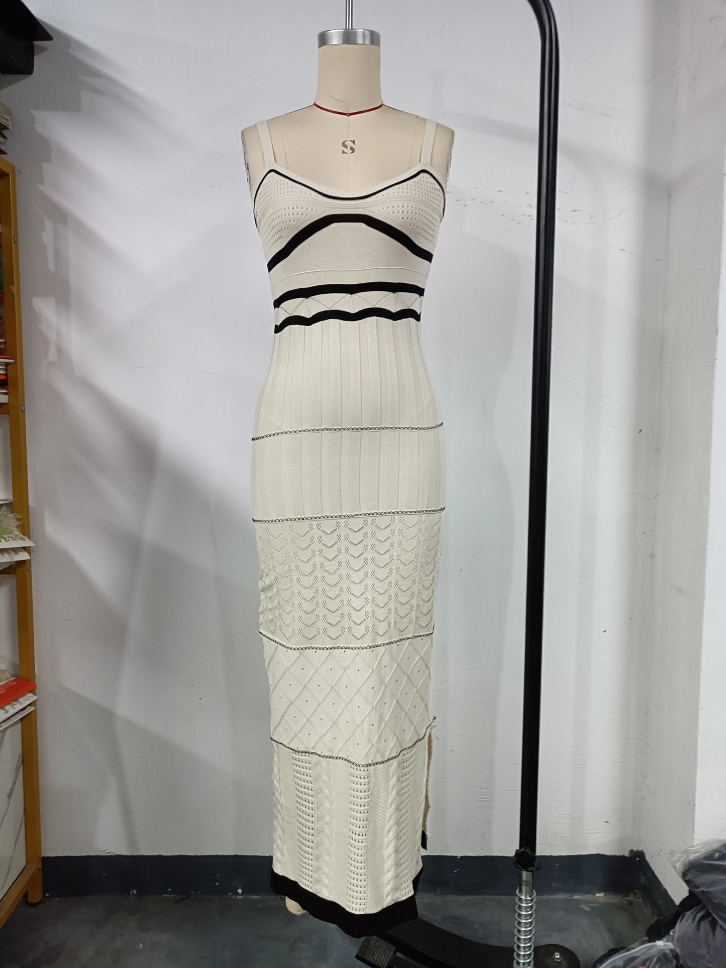 Striped Elegant Strick Häkelkleid Frauen 2025 Sommer Strand 5