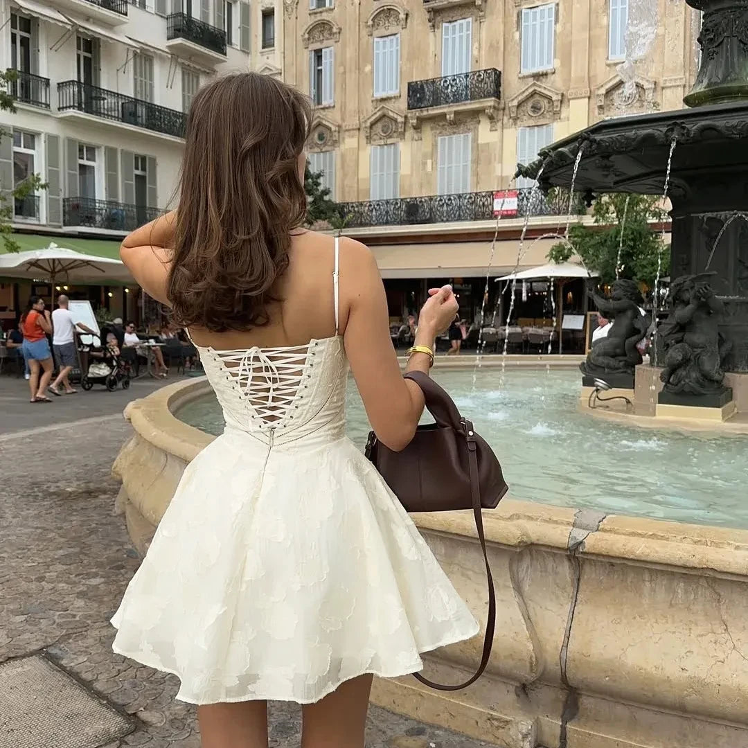 Suninheart Sommerkleider für Frauen Mode lässig ein Linie Kleid Schnürung eleganter Abschlussgeburtstagskleid 4