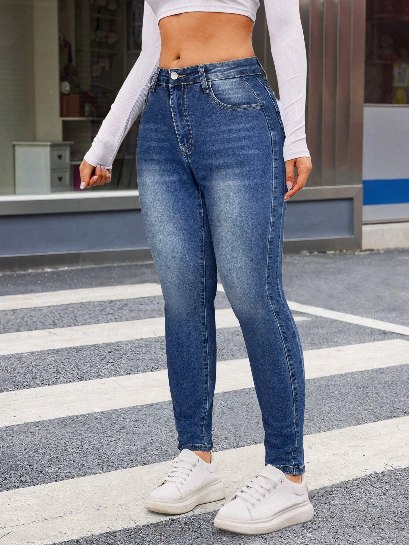 VIANELLA PUSH-UP HIGH WAIST JEANS IN BLAU FÜR DAMEN