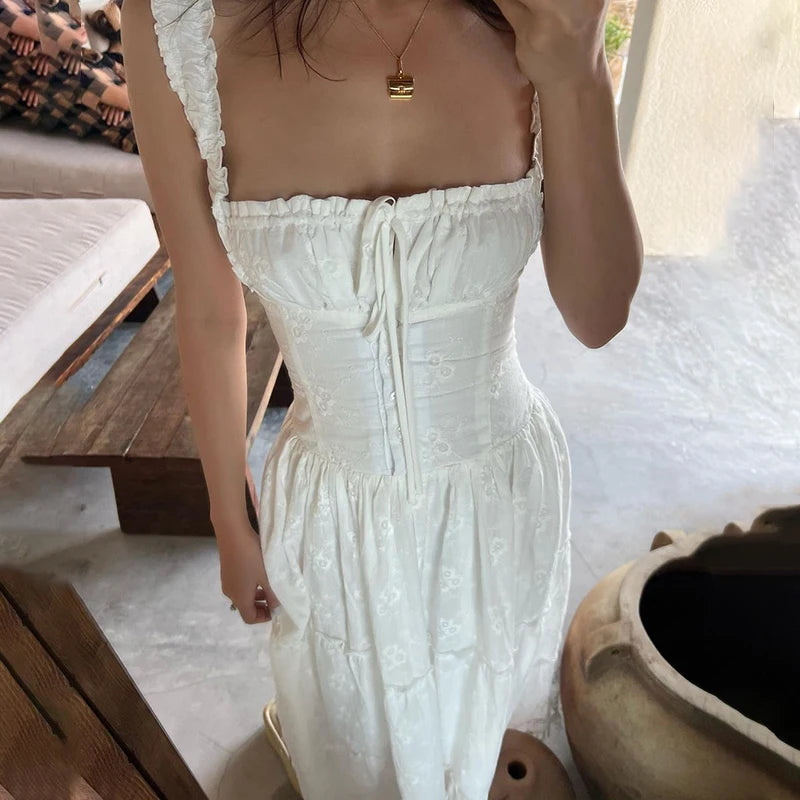 Während des Temperaments sexy Rückenless Maxi Kleider Hollow Out Mesh Riched Halfter lange Kleider eleganter Frauen Sommer für 2024 Vestidos 2