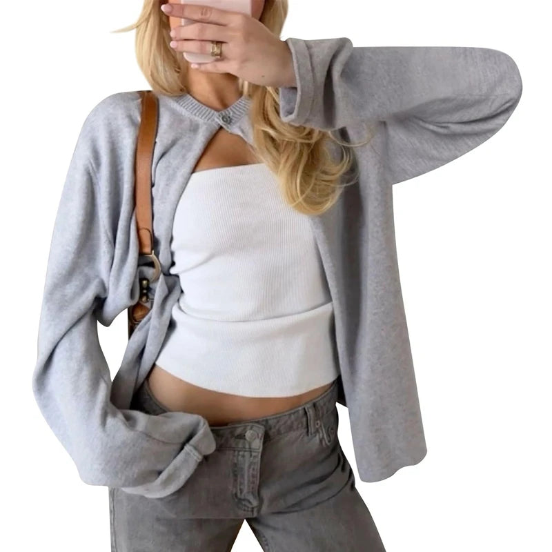 MAELLE STRICKJACKE – Y2K CARDIGAN MIT ONE-BUTTON DESIGN