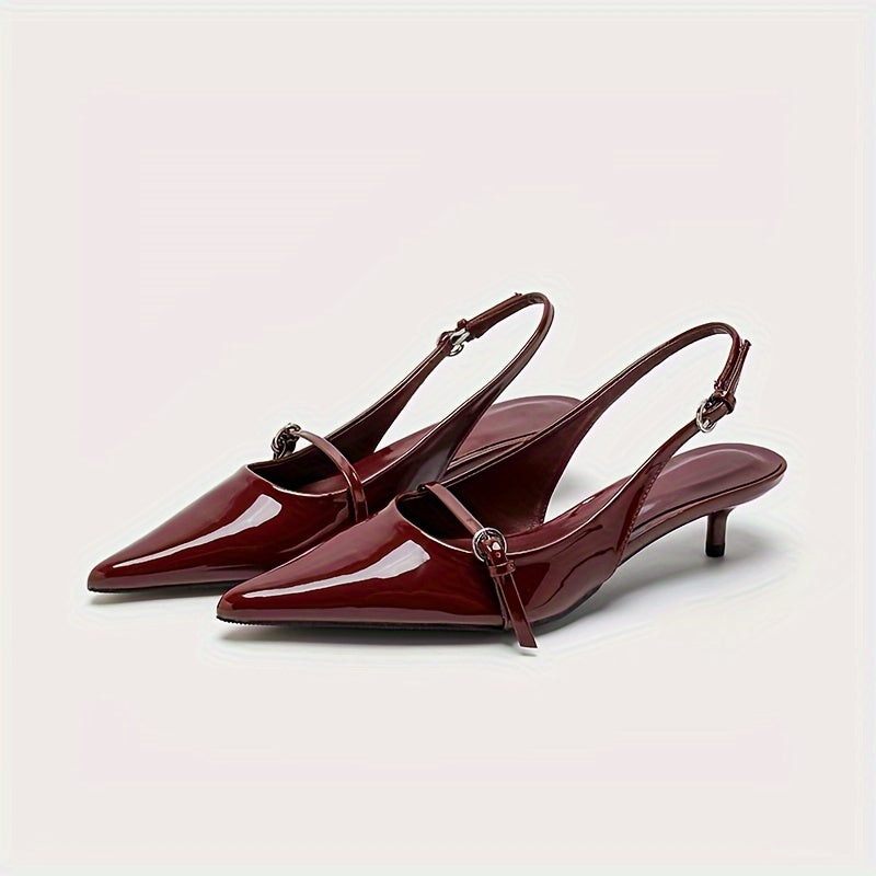 ELISA – SPITZ ZULAUFENDE SLINGBACK-PUMPS MIT KITTEN HEEL