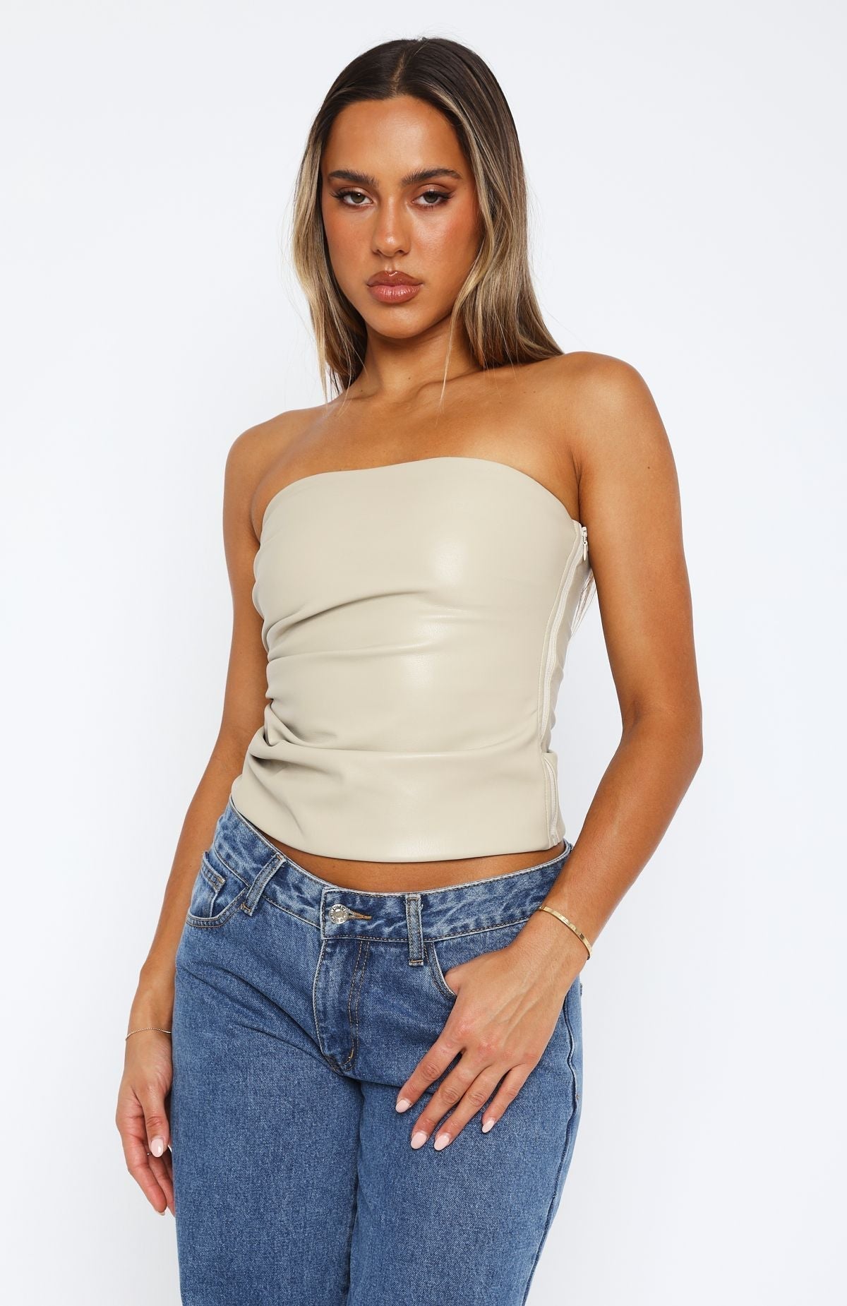 Variant image for Damen Tanktop Schwarz Größe M Leder Slim Fit-10