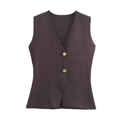 Variant image for Damen Strickweste Beige Größe M Baumwolle mit Goldknöpfen für Herbstmode-8