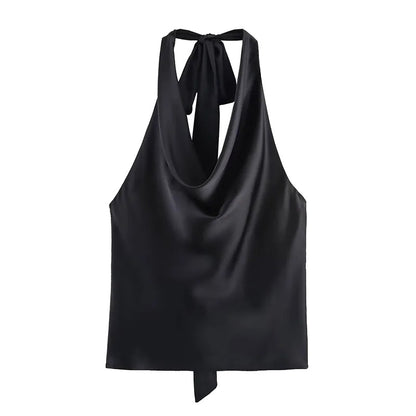Variant image for Damen Top Schwarz Größe M Baumwolle Ärmellos mit Rückenschnürung-1