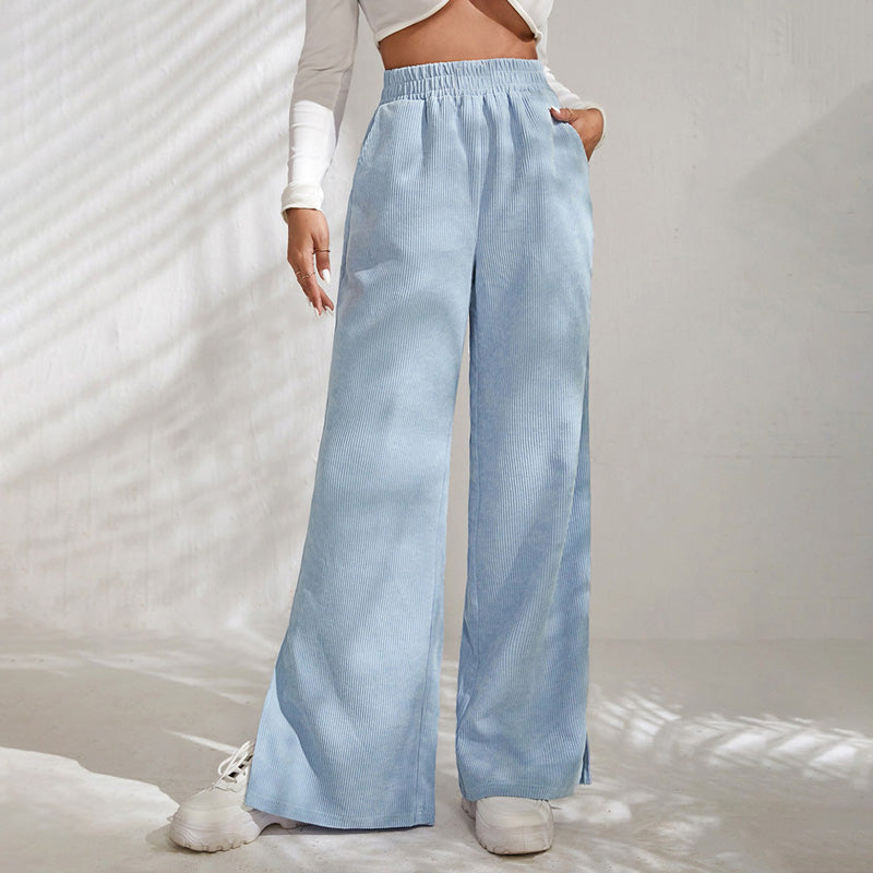 LAYLA – WEIT GESCHNITTENE SOMMERHOSE MIT GUMMIBUND IN LEINENOPTIK