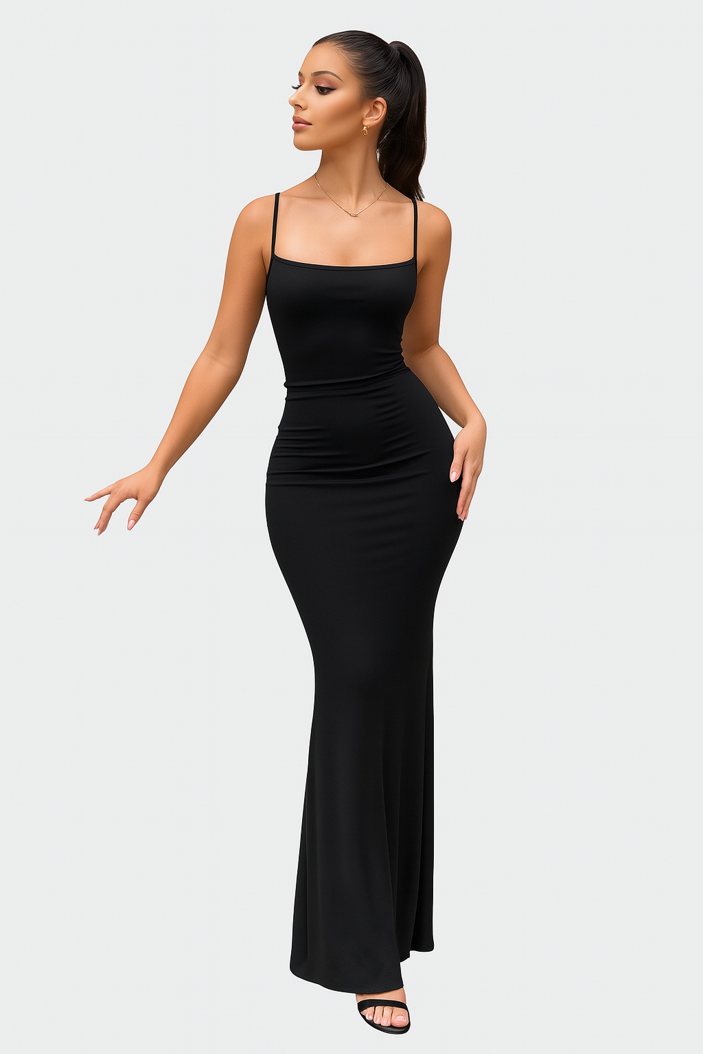 ZARINA – FIGURBETONTES MAXIKLEID MIT SPAGHETTITRÄGERN