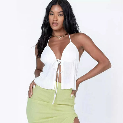 2023 Frühlings Sommer Neue Frauenkleidung sexy Kordelkordel Tank Top European American Style Polyester Fasertank Top 4