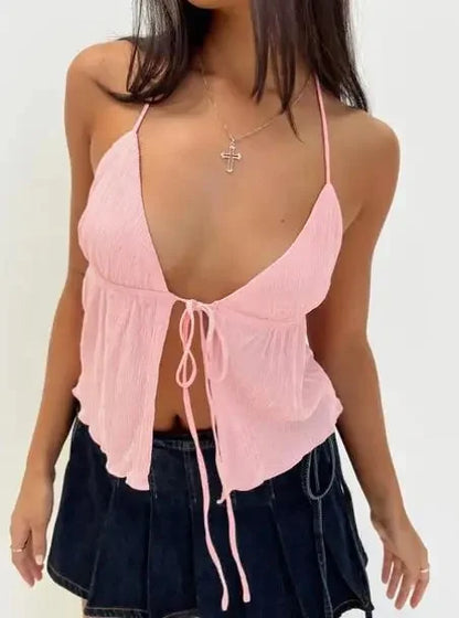 2023 Frühlings Sommer Neue Frauenkleidung sexy Kordelkordel Tank Top European American Style Polyester Fasertank Top 5