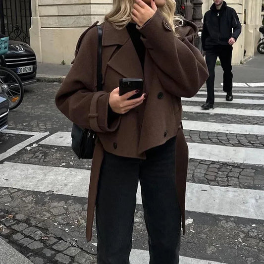 AVRIL WOLLJACKE – DAMEN COAT MIT GÜRTEL & OVERSIZE-SCHNITT