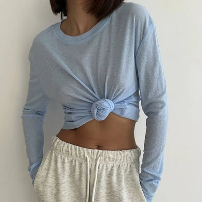 MIRABEL CROPPED LONGSLEEVE MIT KNOTENDETAIL AUS BAUMWOLLE