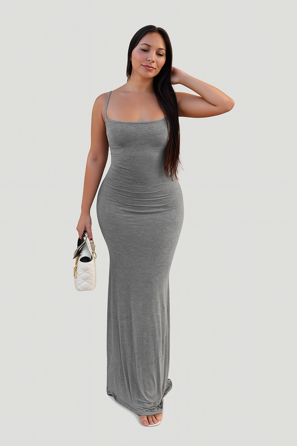 ZARINA – FIGURBETONTES MAXIKLEID MIT SPAGHETTITRÄGERN